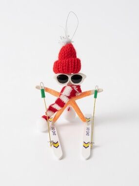 Cute Skiing Starfish Ornament – Red Beanie Sunglasses SNO-SKI Coastal Christmas